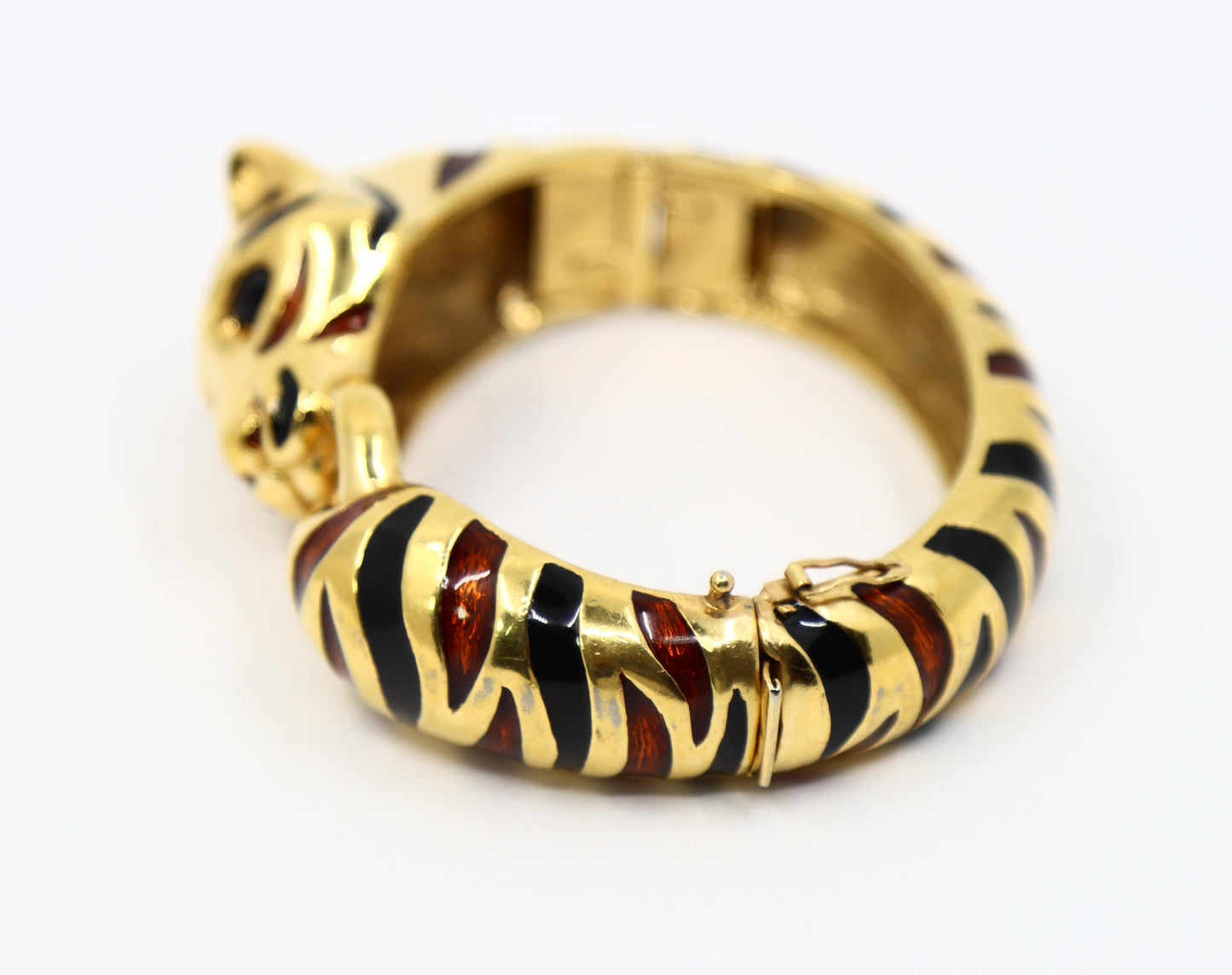 Vintage Ciner Gold Tone Enamel Tiger Bracelet
