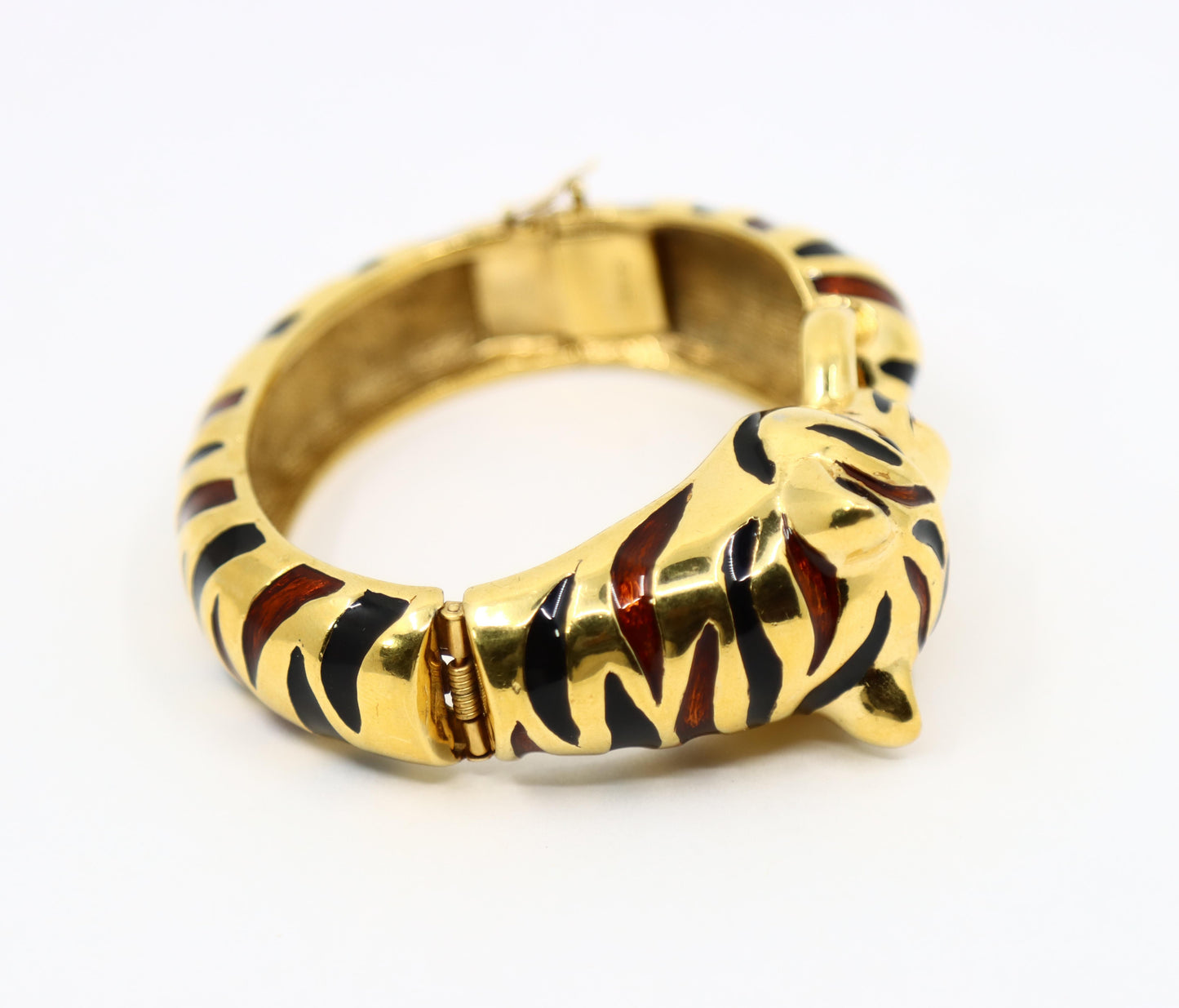 Vintage Ciner Gold Tone Enamel Tiger Bracelet