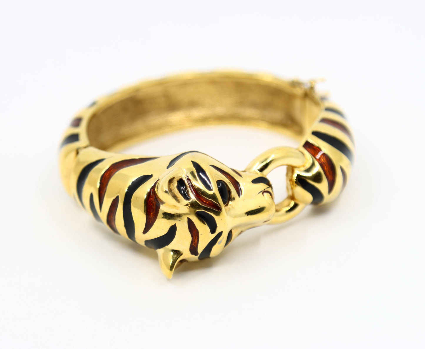 Vintage Ciner Gold Tone Enamel Tiger Bracelet