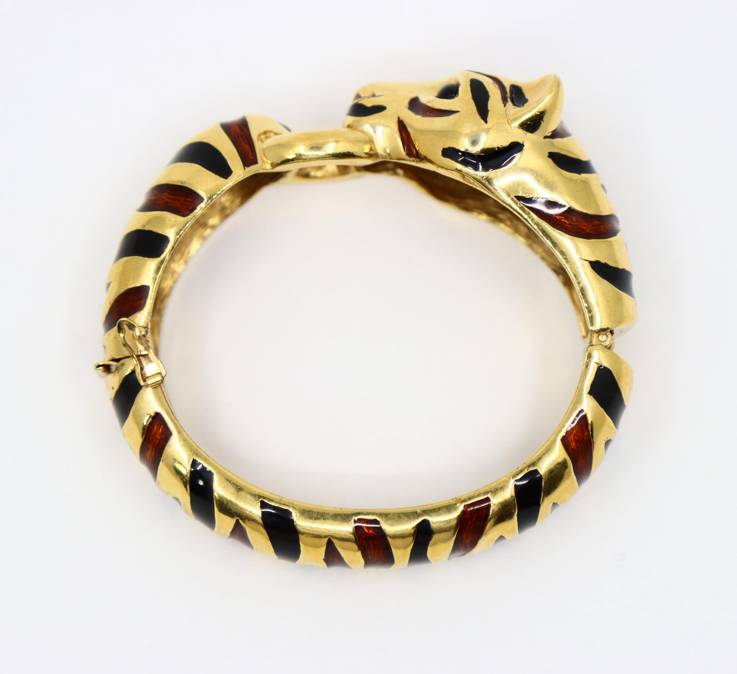 Vintage Ciner Gold Tone Enamel Tiger Bracelet