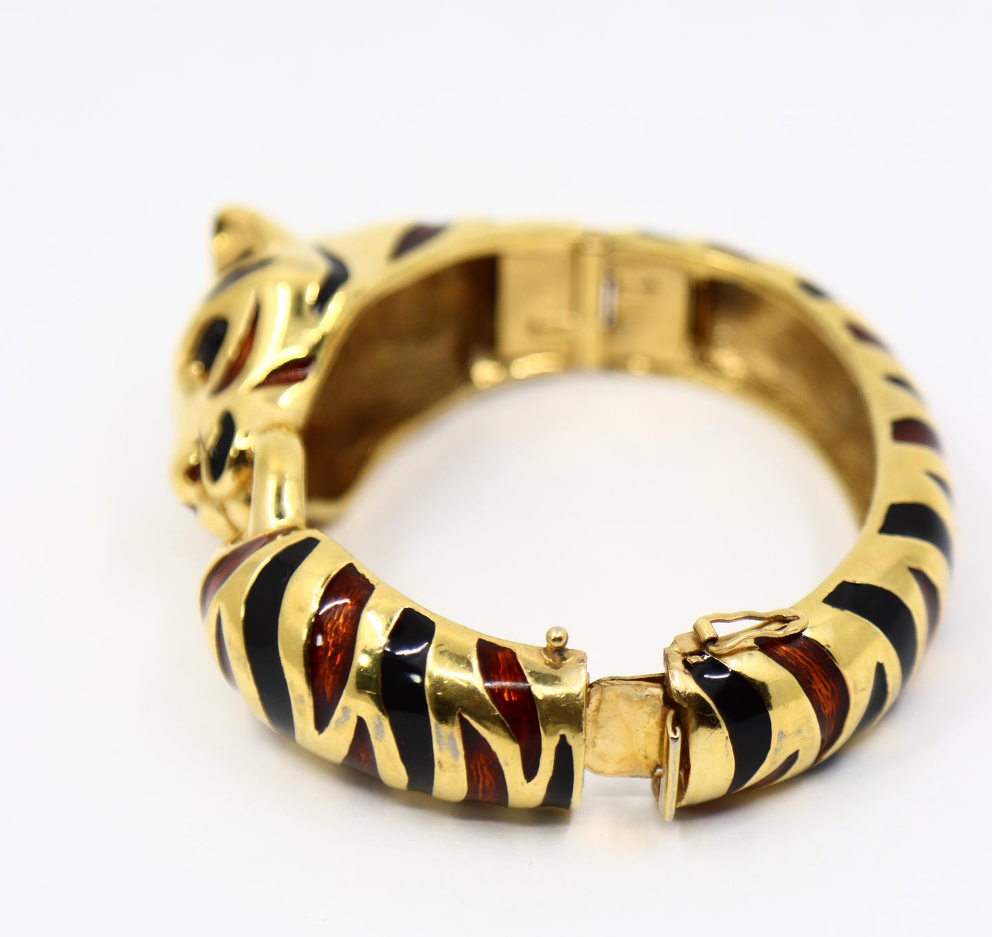 Vintage Ciner Gold Tone Enamel Tiger Bracelet