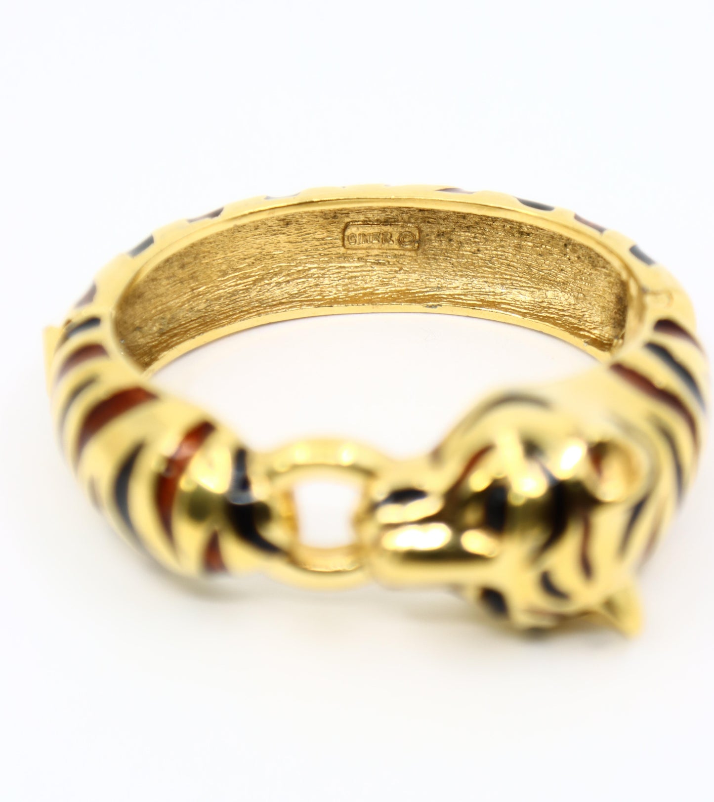 Vintage Ciner Gold Tone Enamel Tiger Bracelet