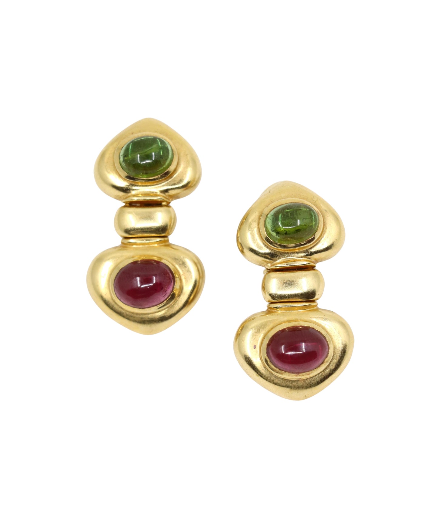 14K Gold Pink & Green Tourmaline Earring