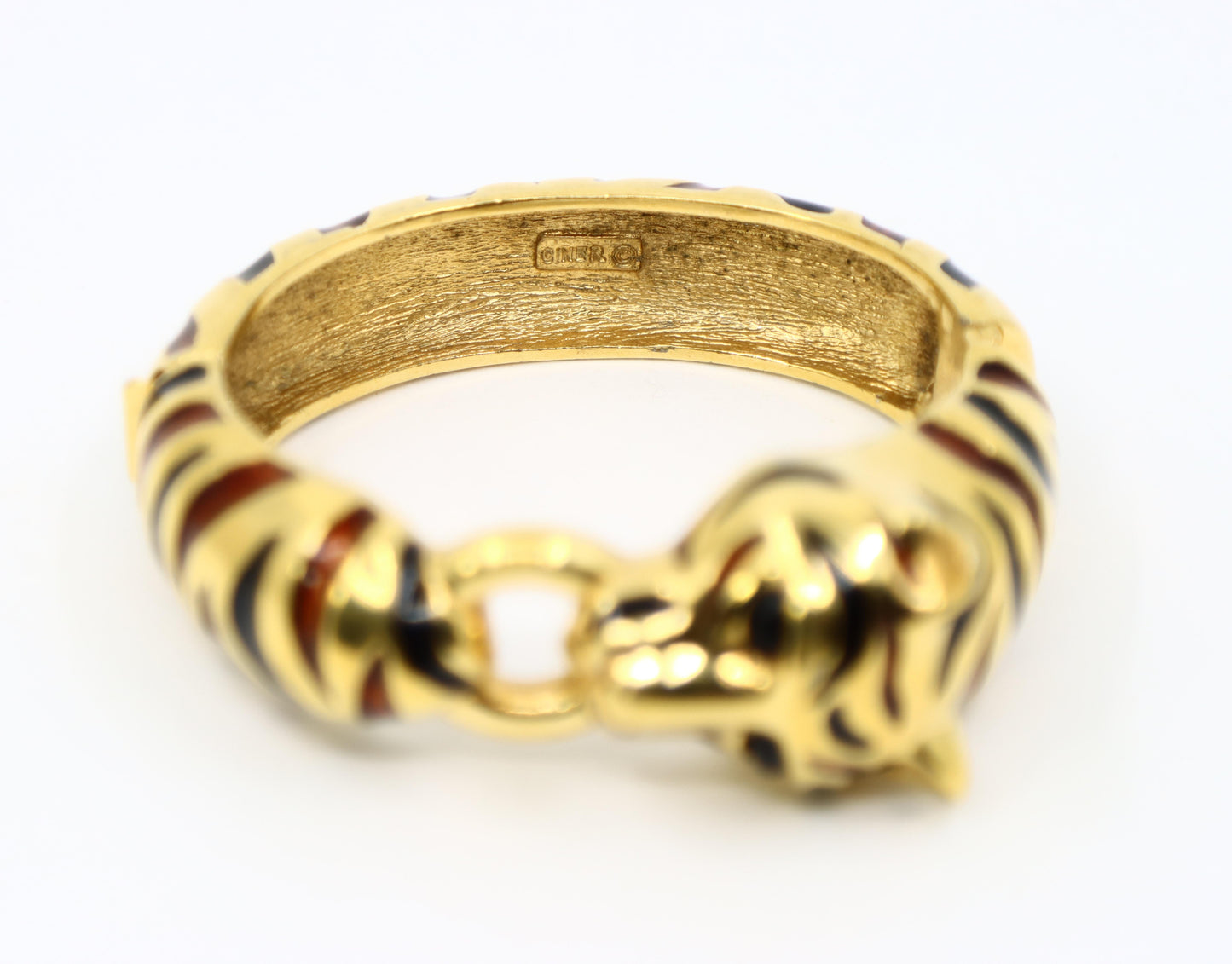 Vintage Ciner Gold Tone Enamel Tiger Bracelet