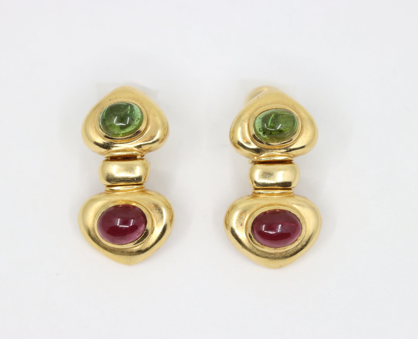 14K Gold Pink & Green Tourmaline Earring