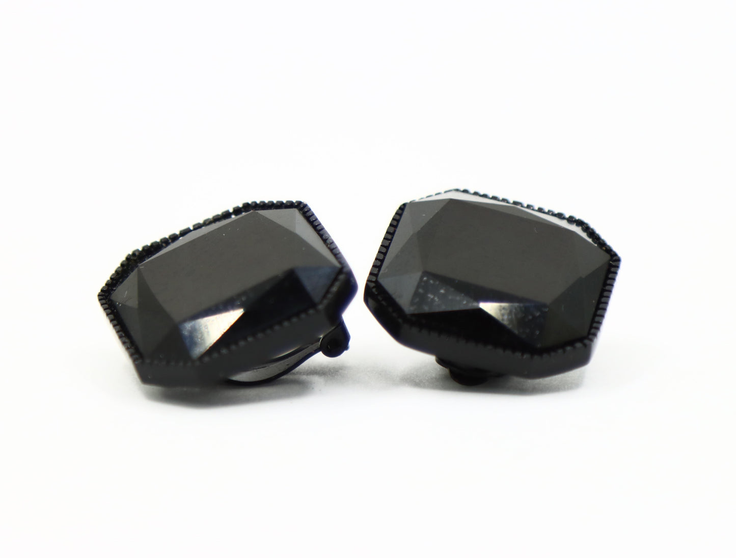 Vintage St.John Black Octagon Earring