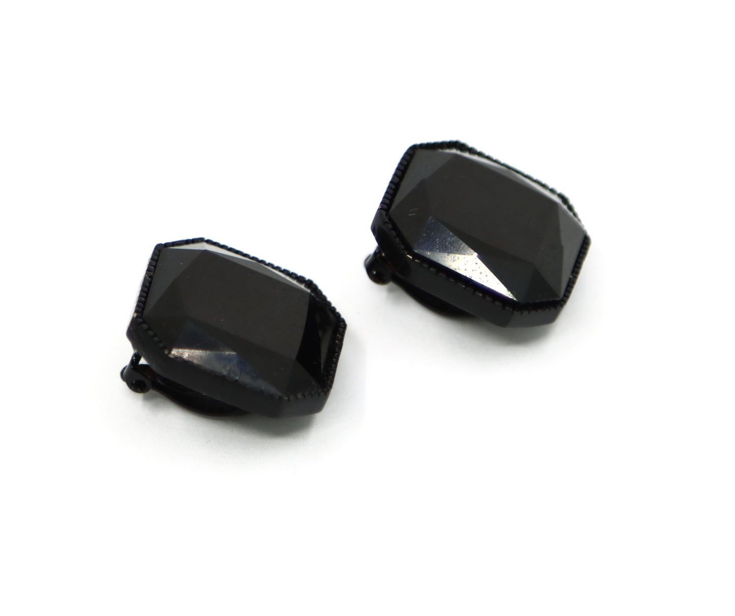 Vintage St.John Black Octagon Earring