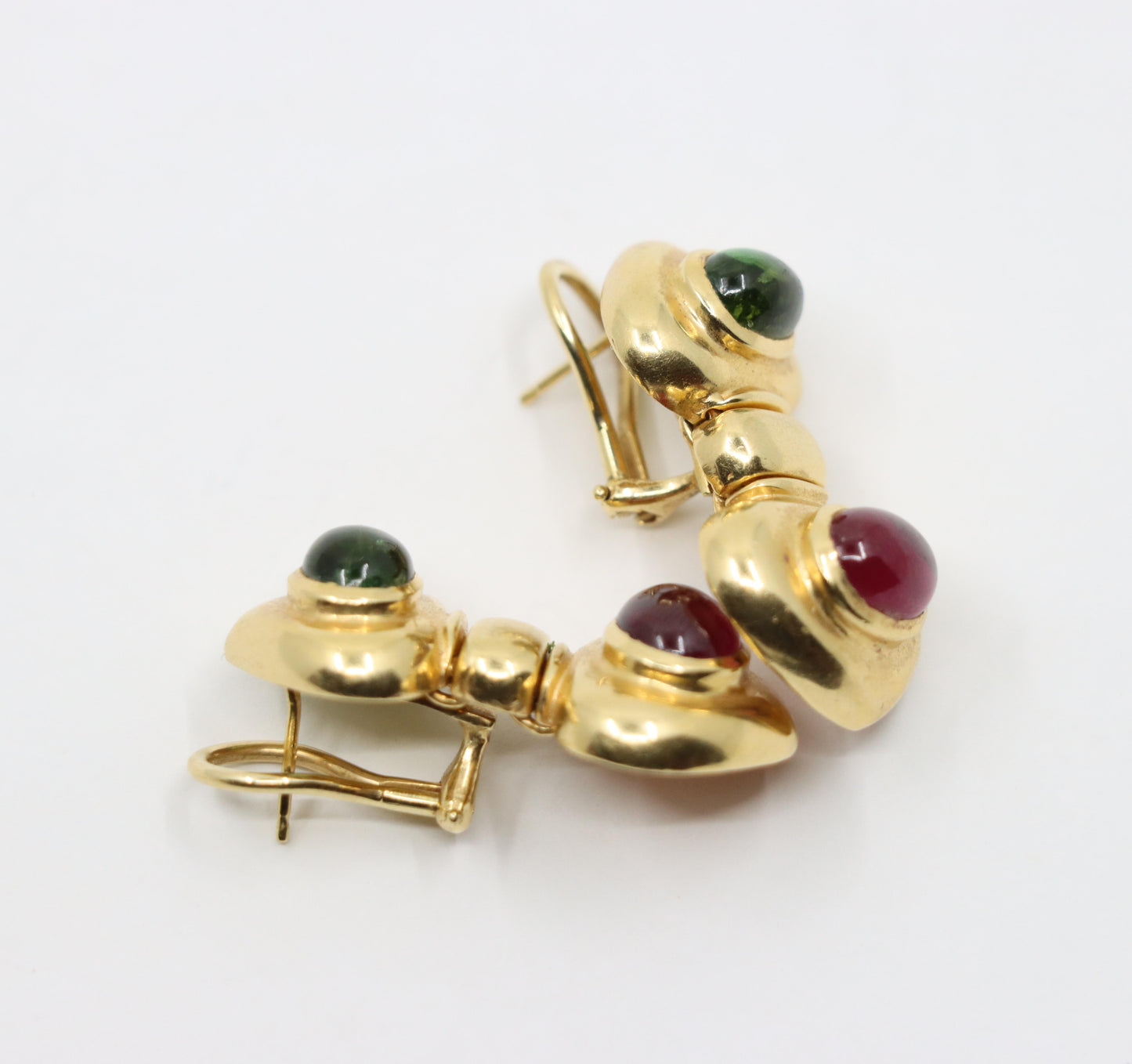 14K Gold Pink & Green Tourmaline Earring
