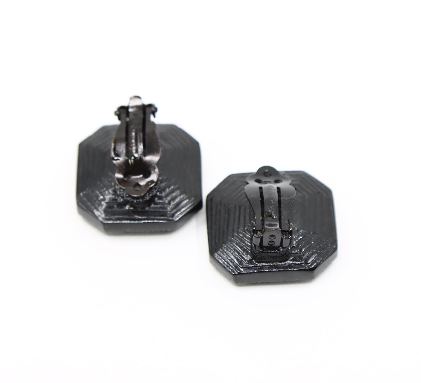 Vintage St.John Black Octagon Earring