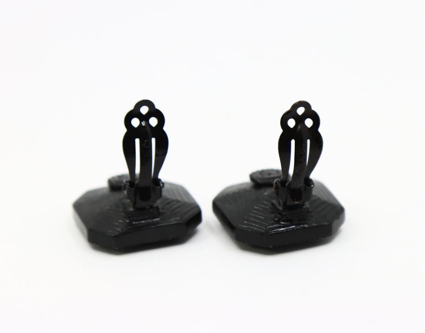 Vintage St.John Black Octagon Earring