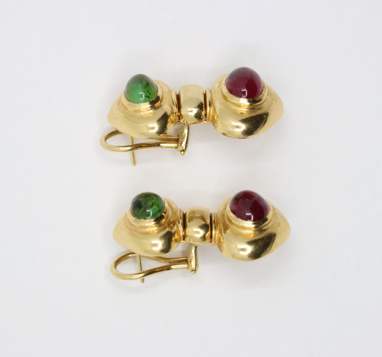 14K Gold Pink & Green Tourmaline Earring