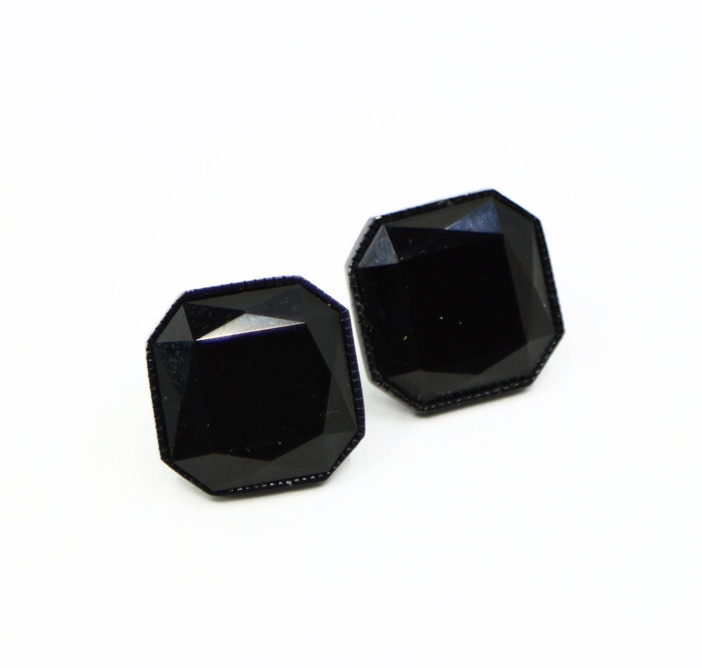 Vintage St.John Black Octagon Earring