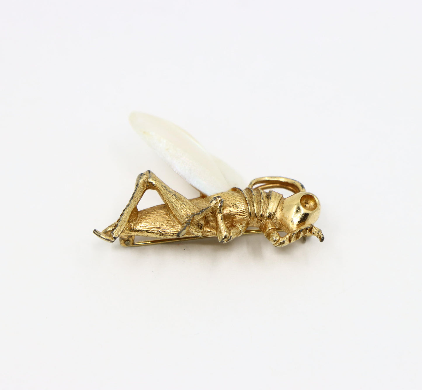 Vintage Boucher Gold Tone Mother of Pearl Dragonfly Brooch