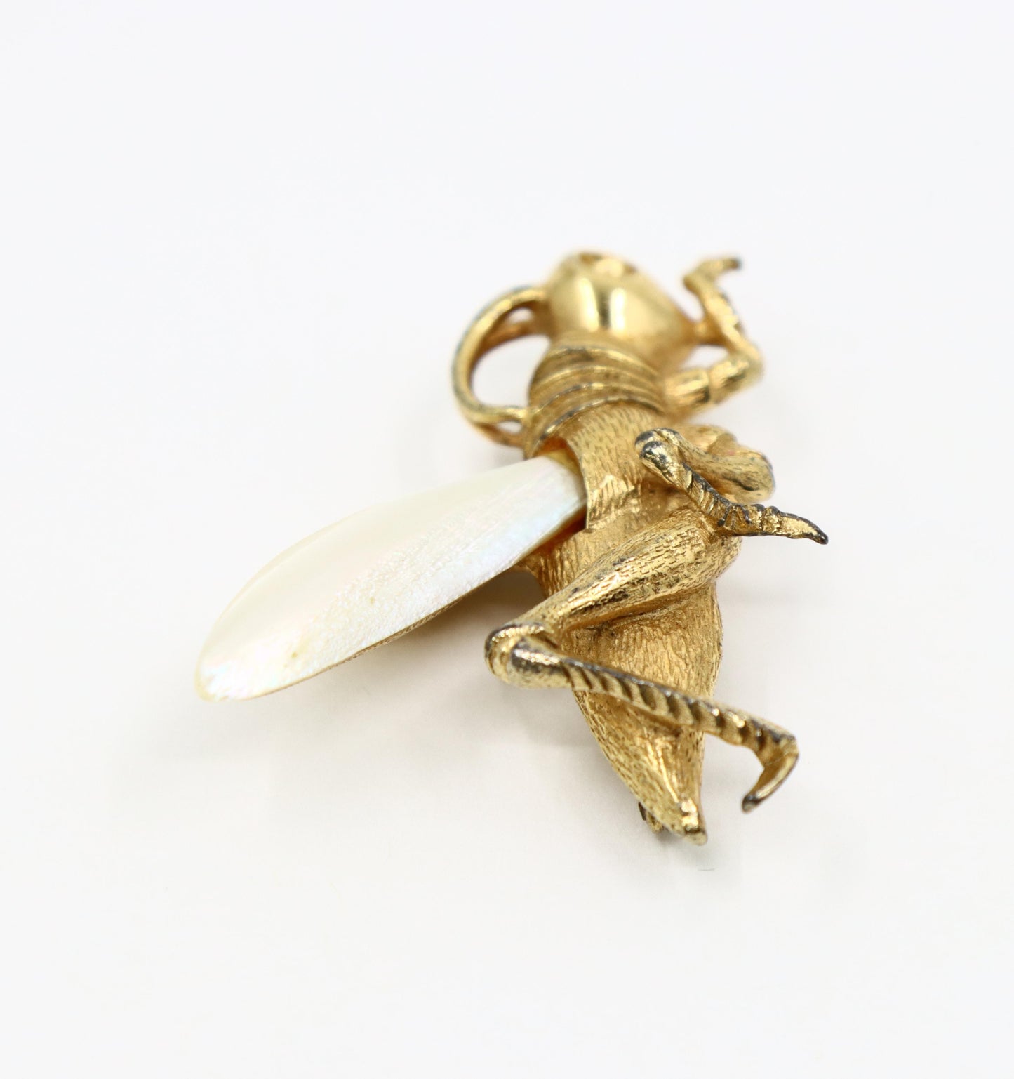 Vintage Boucher Gold Tone Mother of Pearl Dragonfly Brooch
