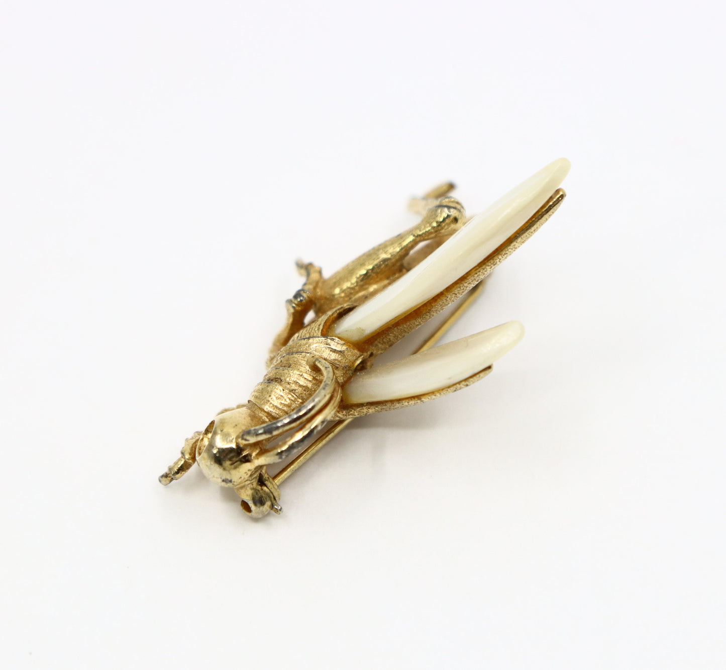 Vintage Boucher Gold Tone Mother of Pearl Dragonfly Brooch