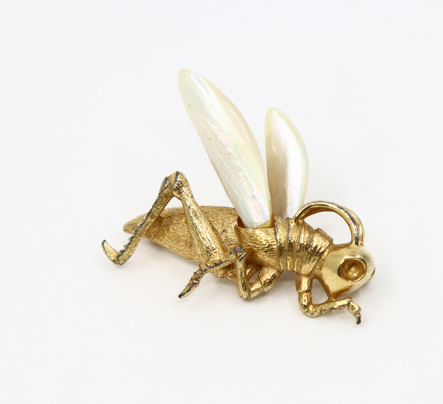 Vintage Boucher Gold Tone Mother of Pearl Dragonfly Brooch