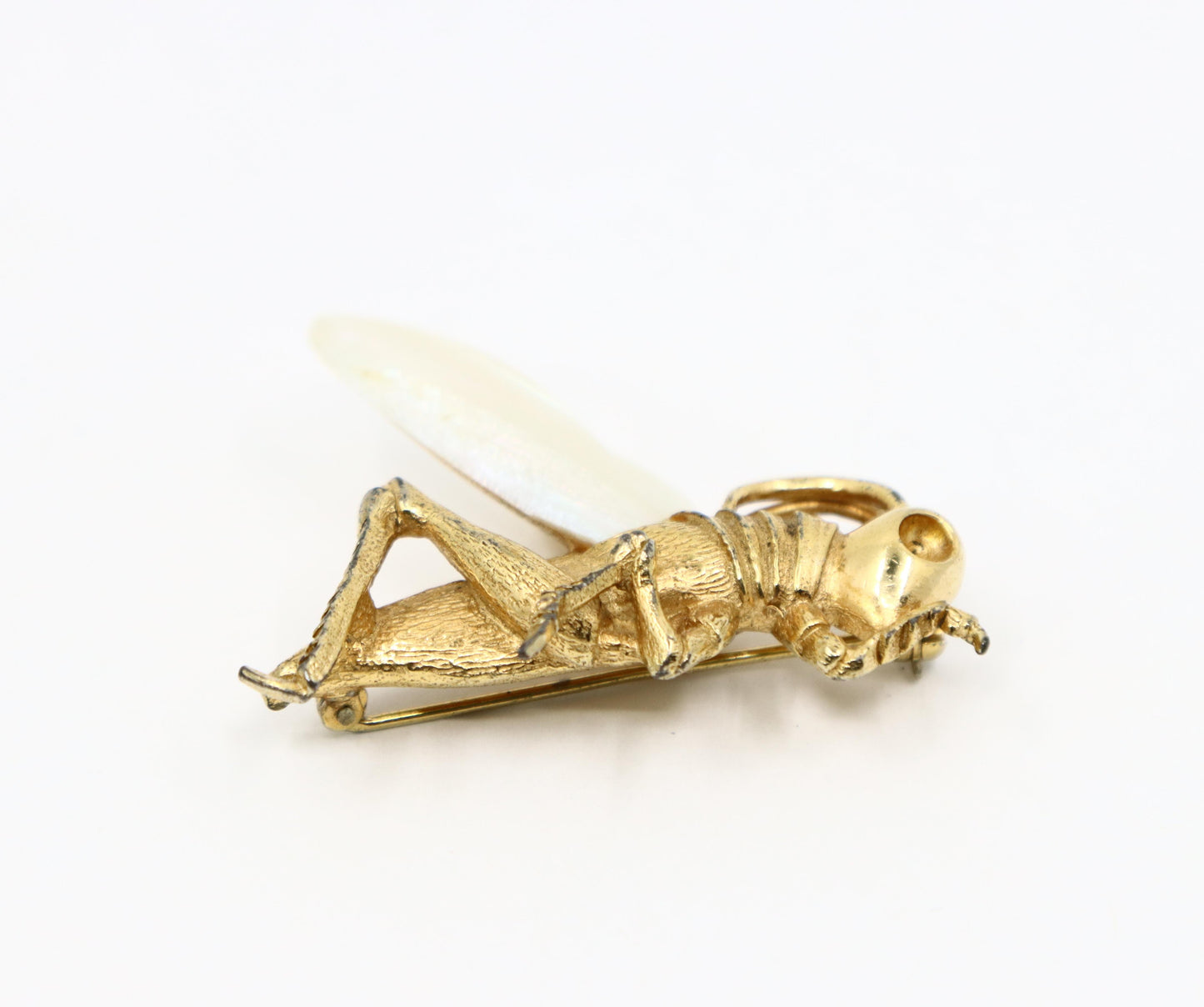 Vintage Boucher Gold Tone Mother of Pearl Dragonfly Brooch