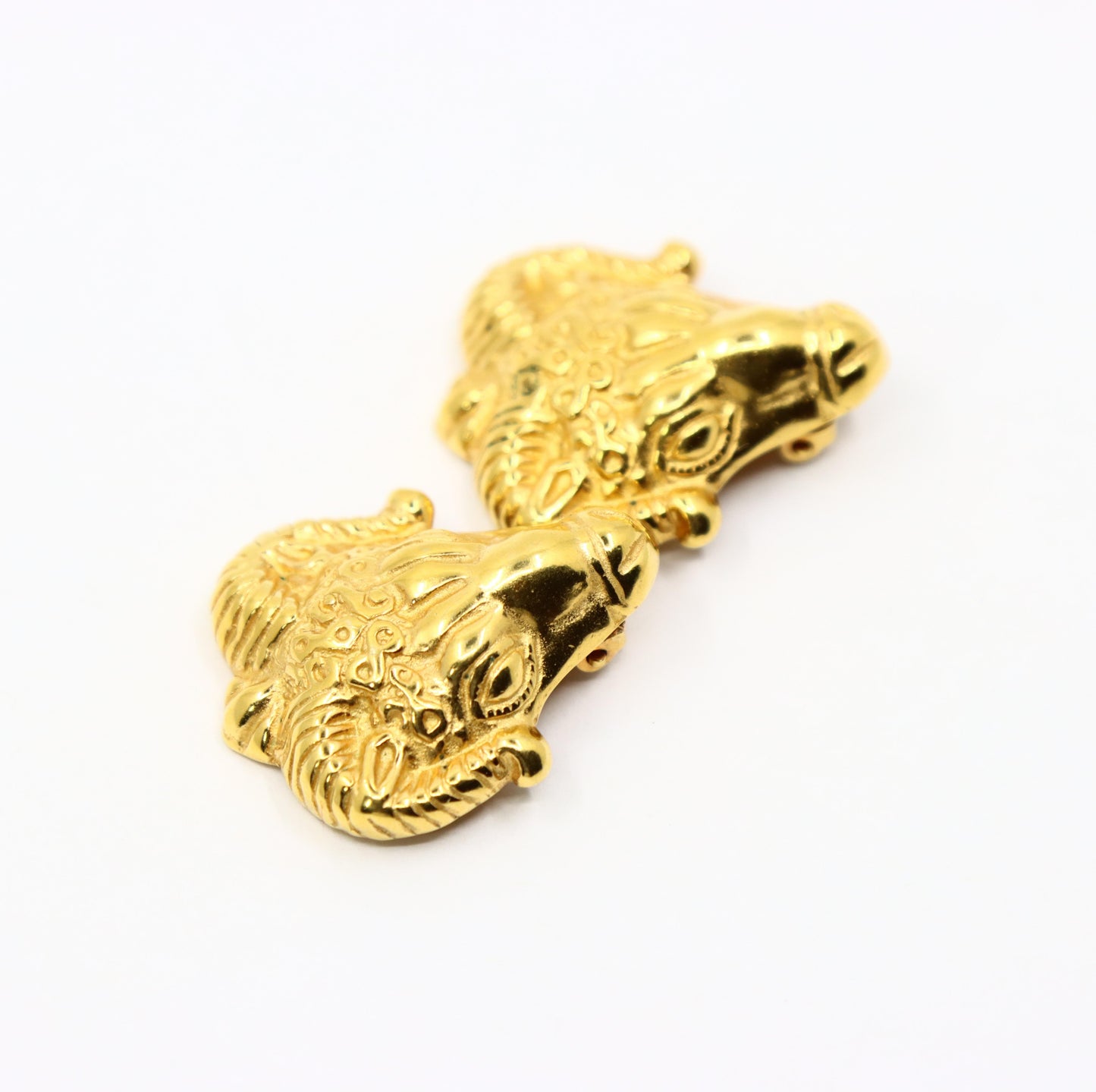 Vintage MMA Gold Tone Goat Earrings