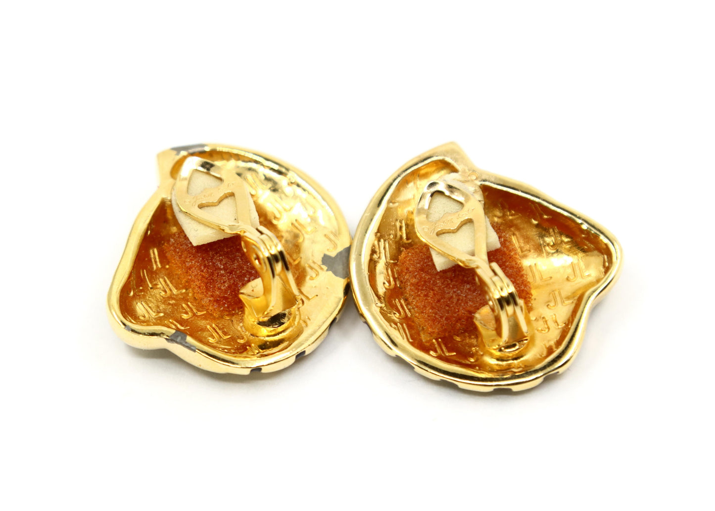 Vintage Judith Leiber Gold Tone Enamel Zebra Earrings
