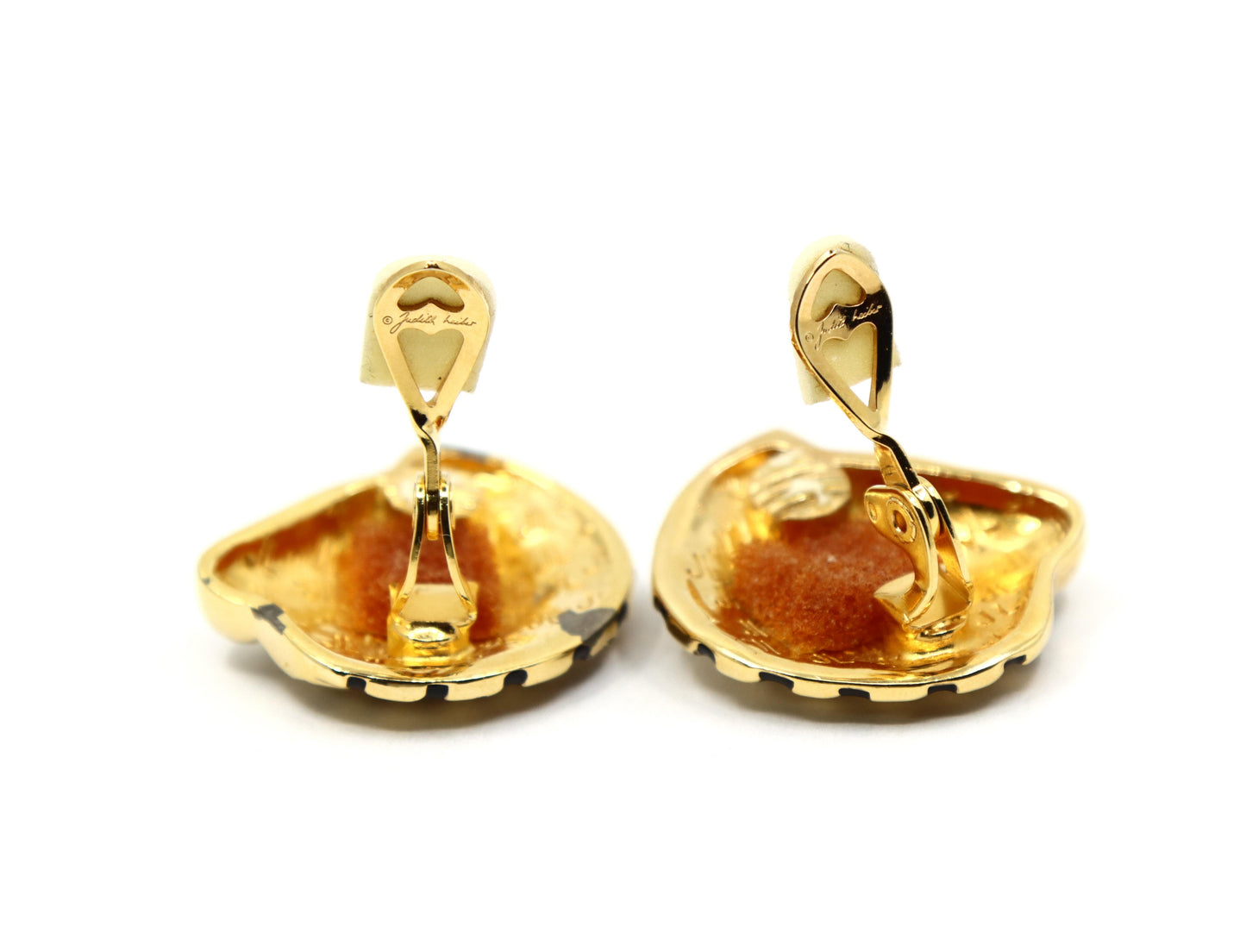 Vintage Judith Leiber Gold Tone Enamel Zebra Earrings