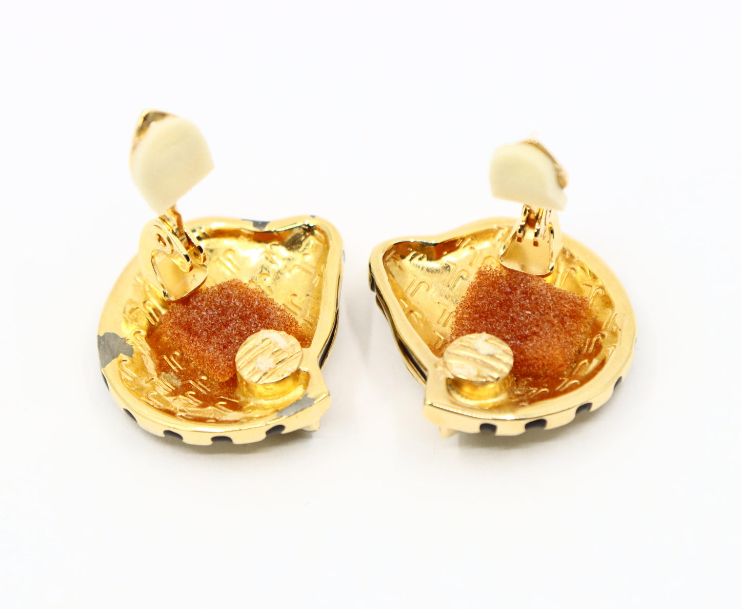 Vintage Judith Leiber Gold Tone Enamel Zebra Earrings