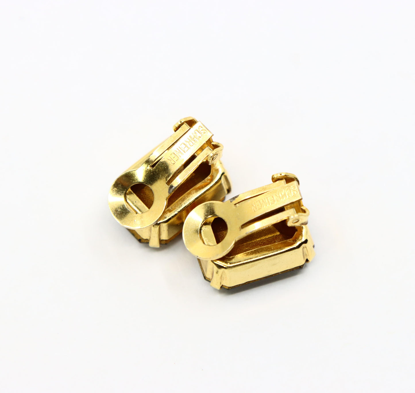 Vintage Schreiner Gold Tone Brown Crystal Earrings
