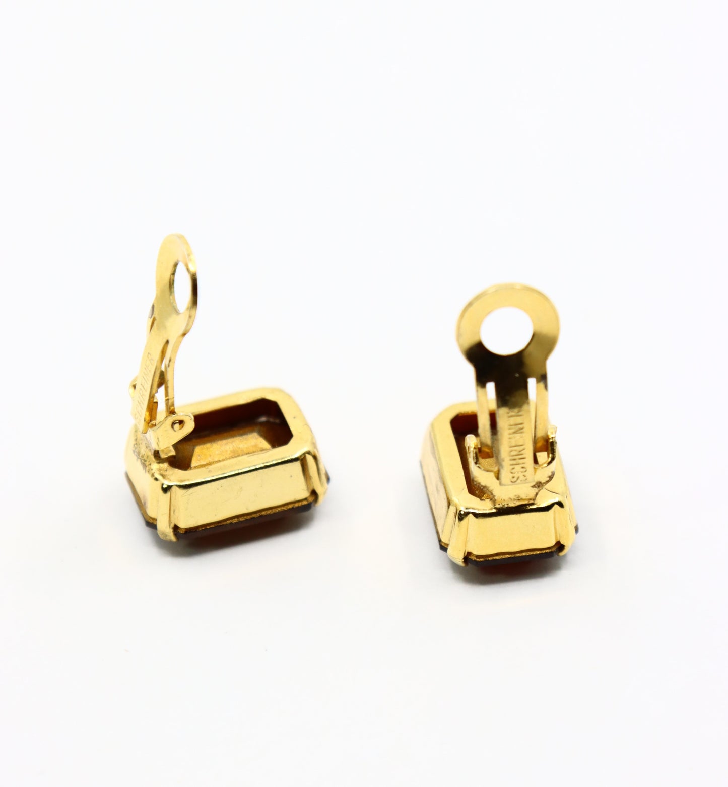 Vintage Schreiner Gold Tone Brown Crystal Earrings