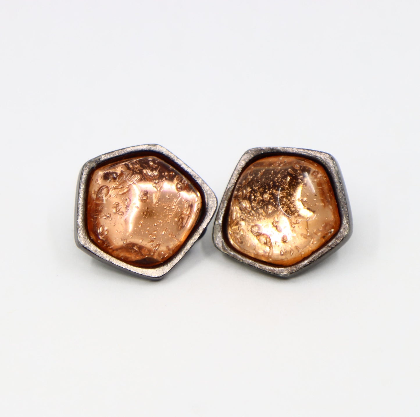 Vintage YSL Black Tone Pink Resin Earrings