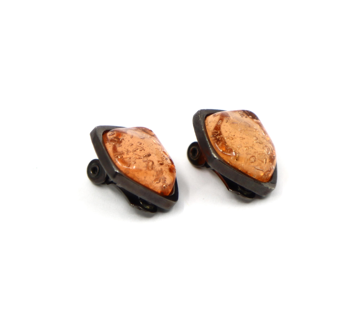 Vintage YSL Black Tone Pink Resin Earrings