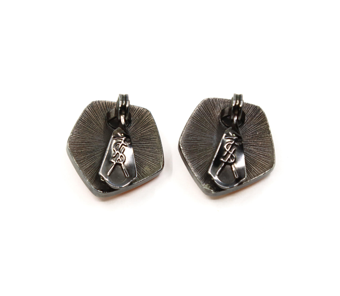Vintage YSL Black Tone Pink Resin Earrings