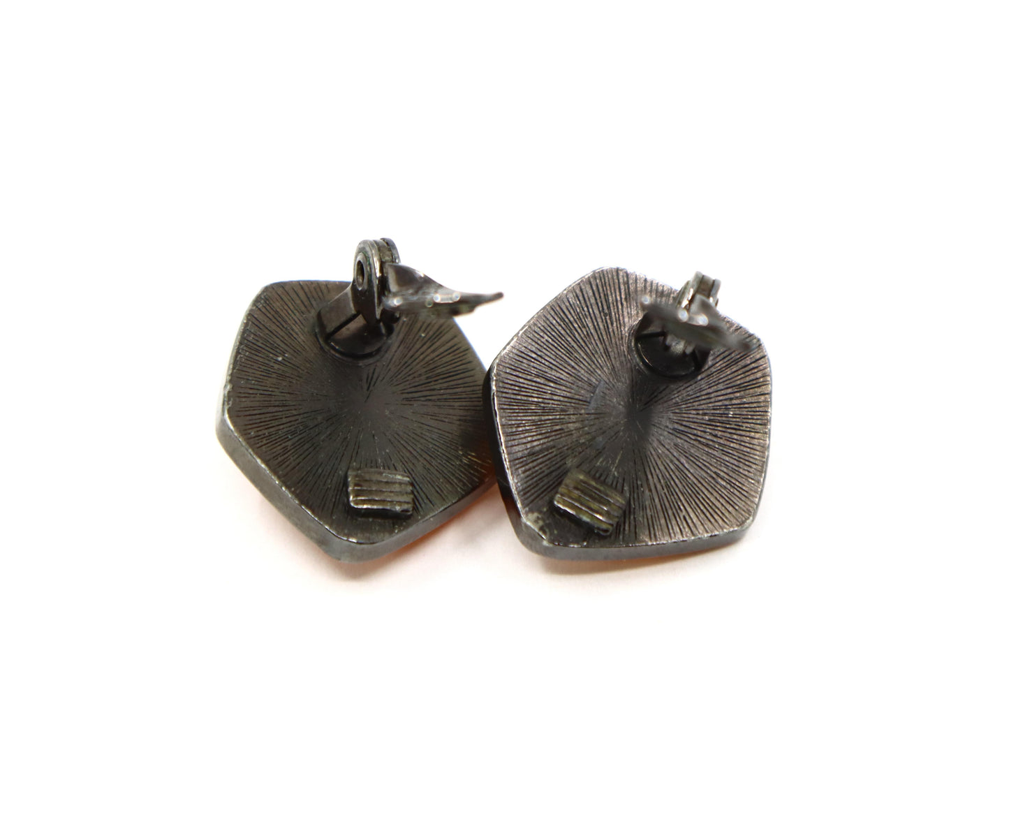 Vintage YSL Black Tone Pink Resin Earrings