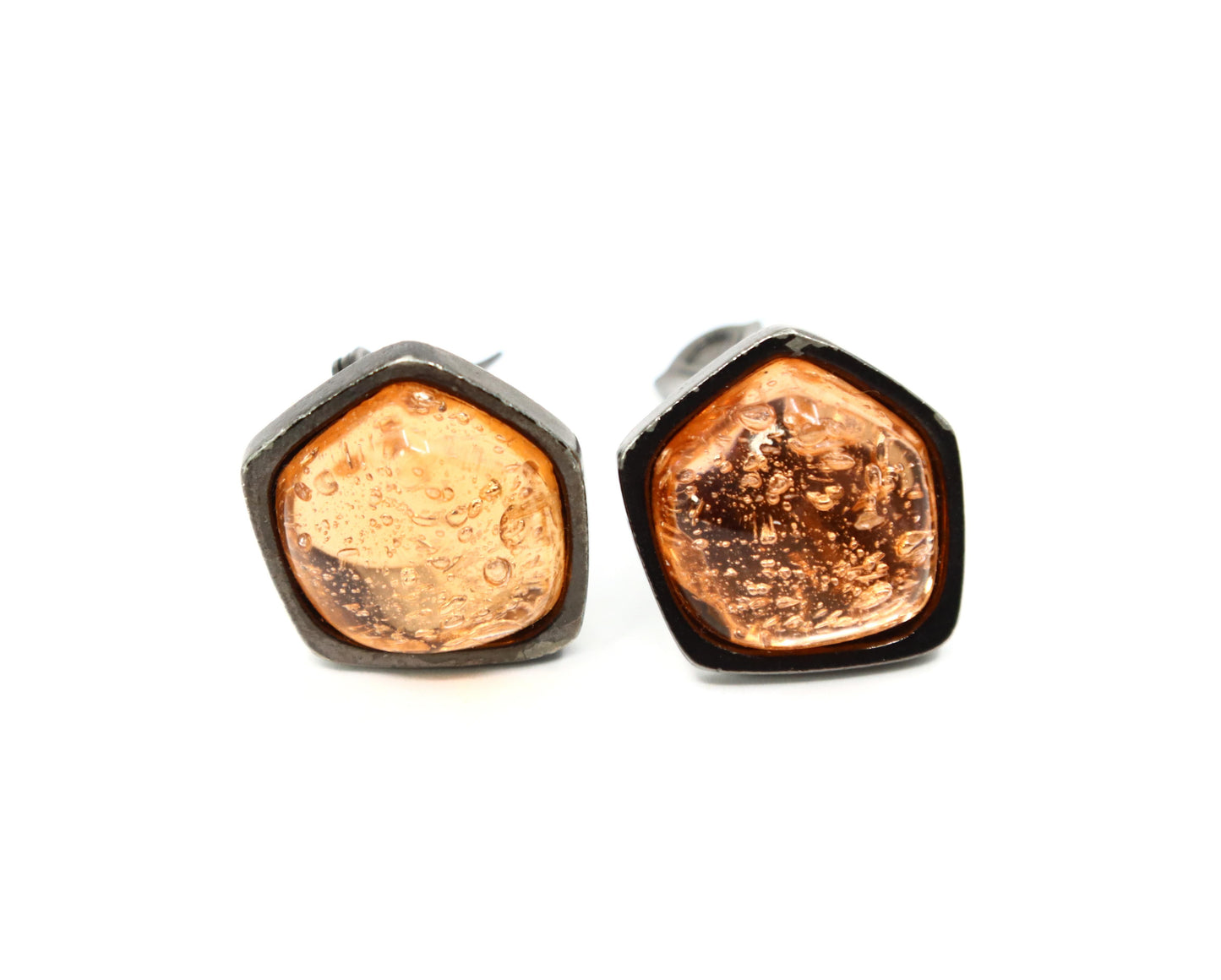 Vintage YSL Black Tone Pink Resin Earrings