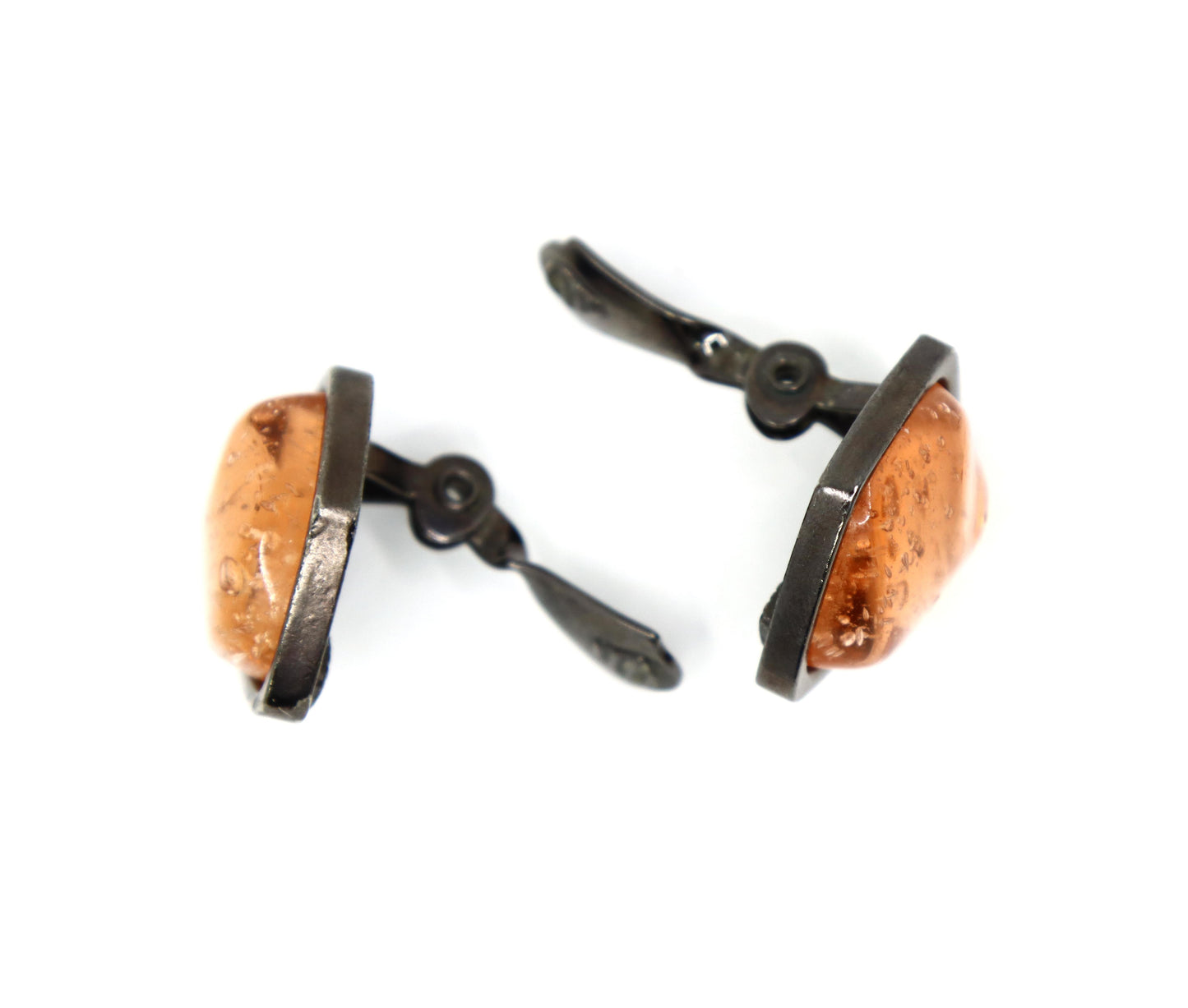 Vintage YSL Black Tone Pink Resin Earrings