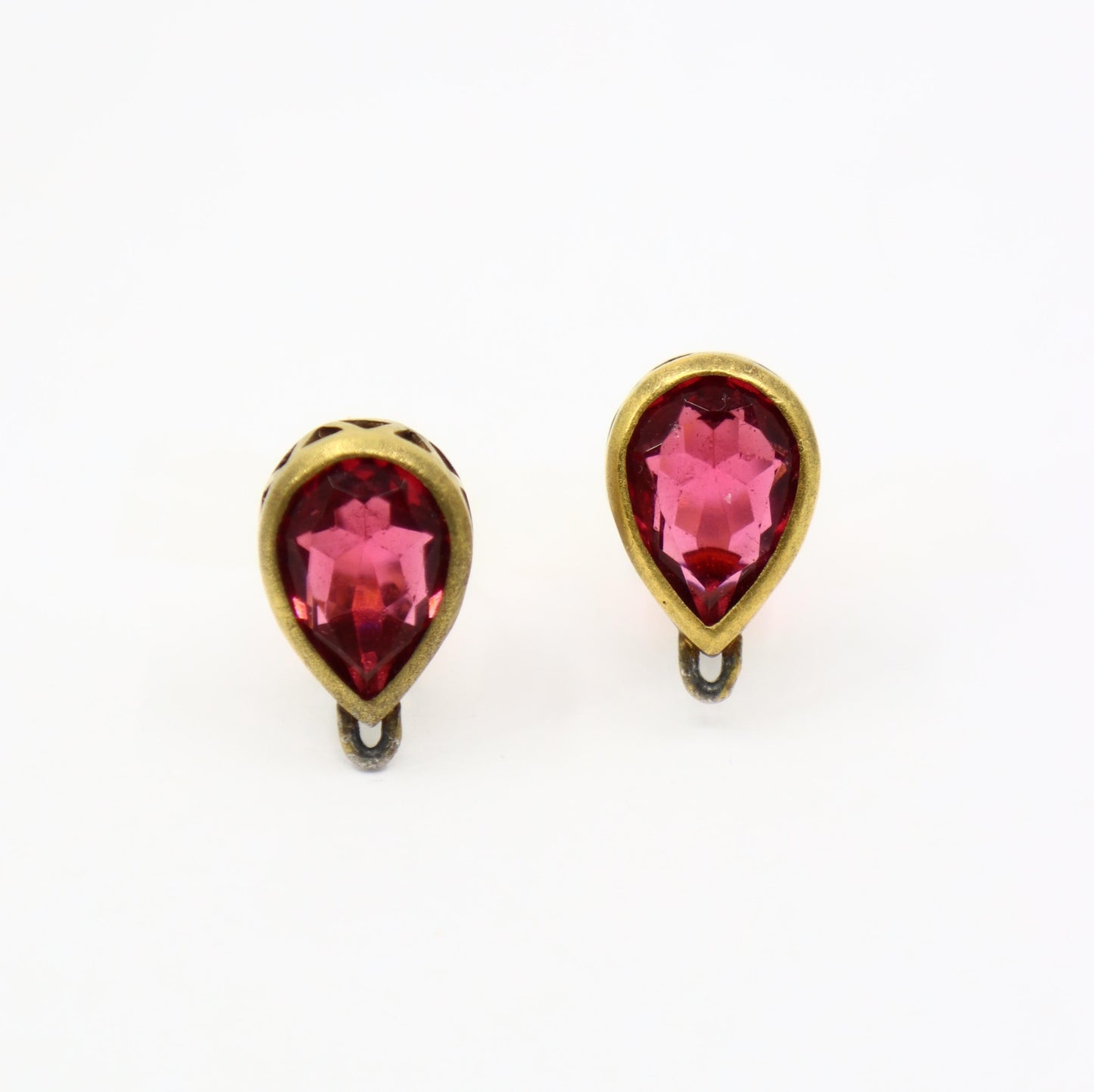 Vintage YSL Gold Tone Pink Crystal Earrings