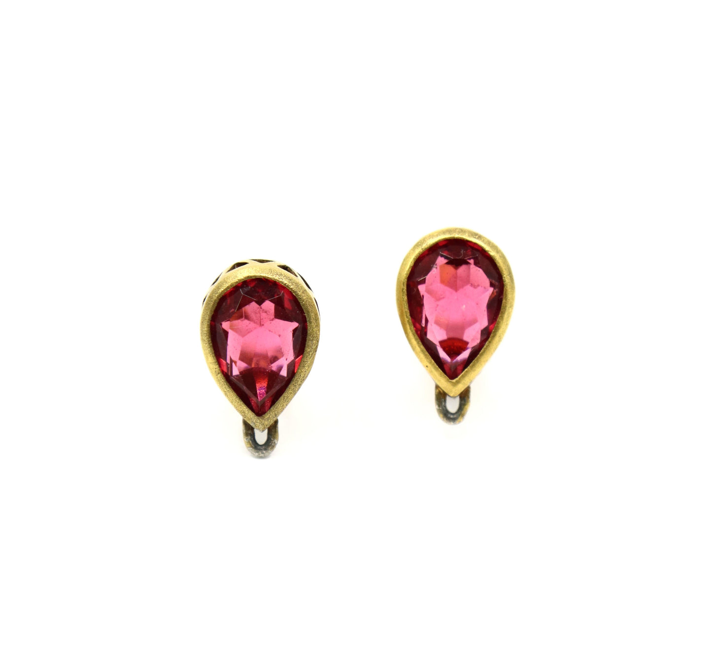 Vintage YSL Gold Tone Pink Crystal Earrings