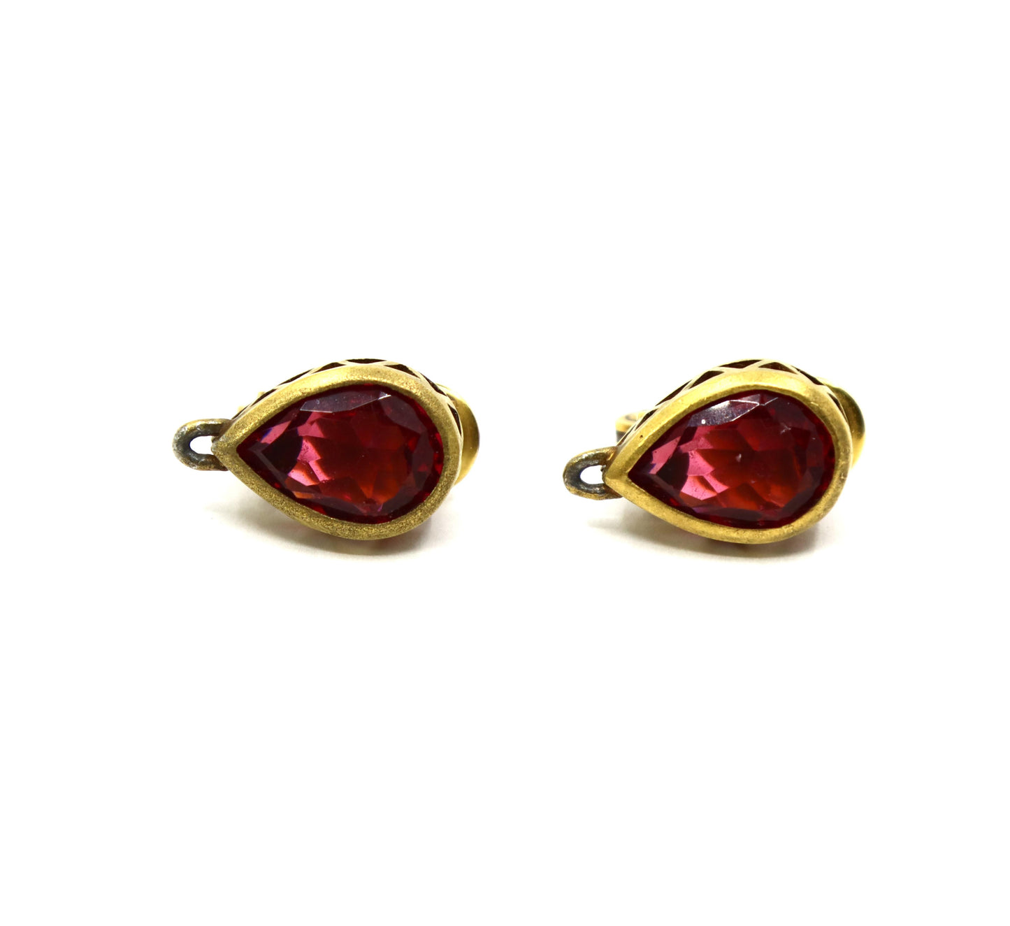 Vintage YSL Gold Tone Pink Crystal Earrings