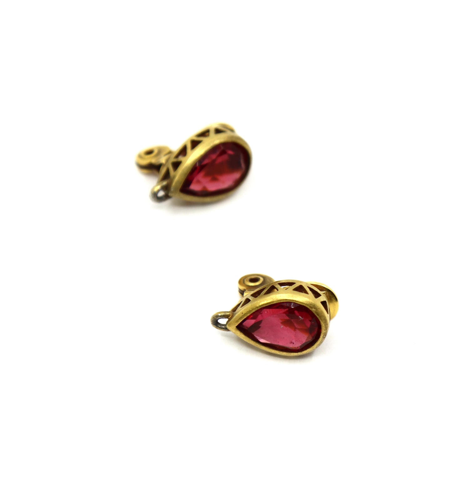 Vintage YSL Gold Tone Pink Crystal Earrings