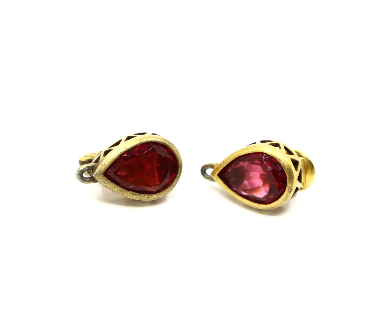 Vintage YSL Gold Tone Pink Crystal Earrings