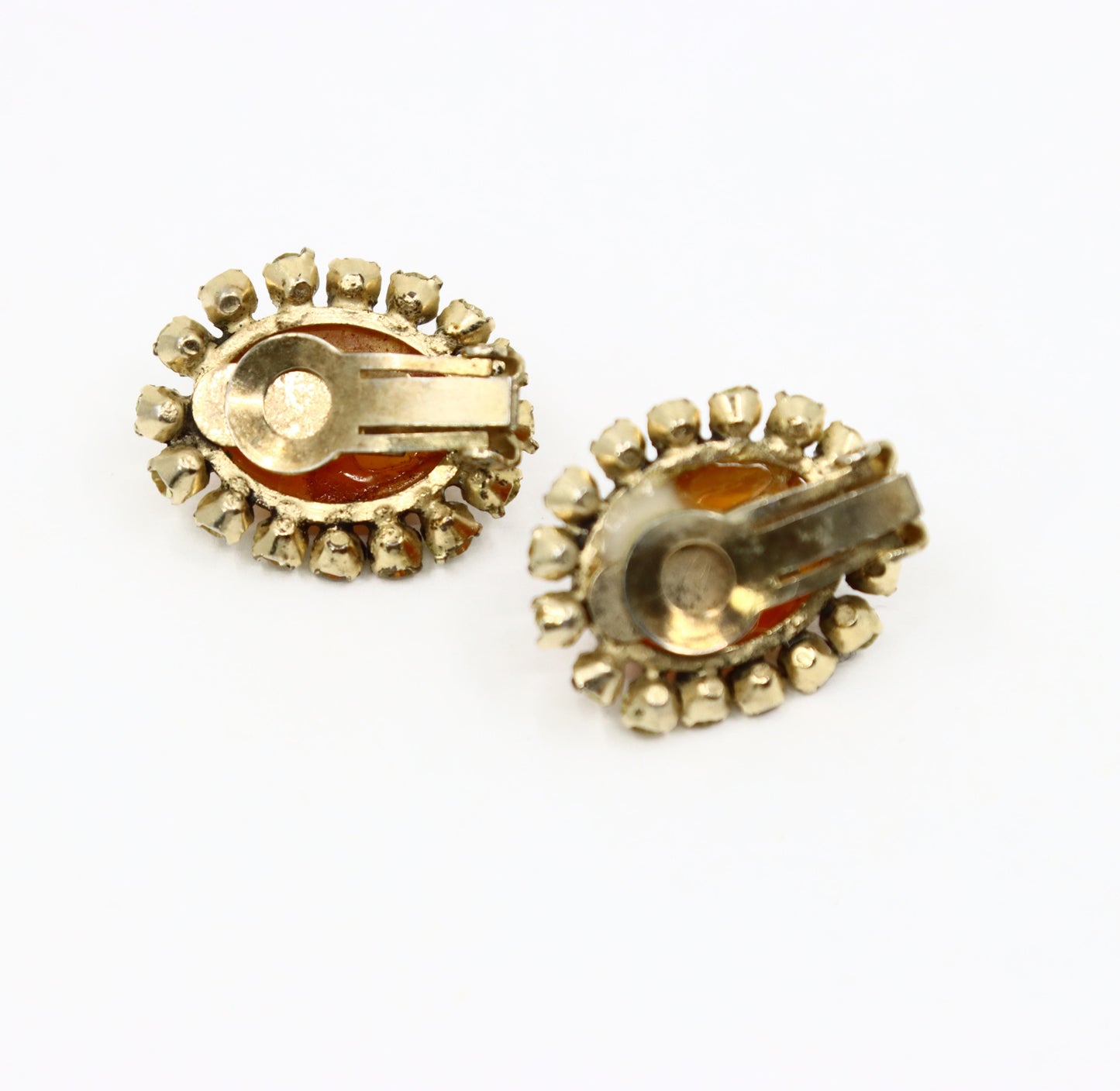 Vintage Schreiner Gold Tone Brown & Yellow Rhinestone Earrings & Brooch Set
