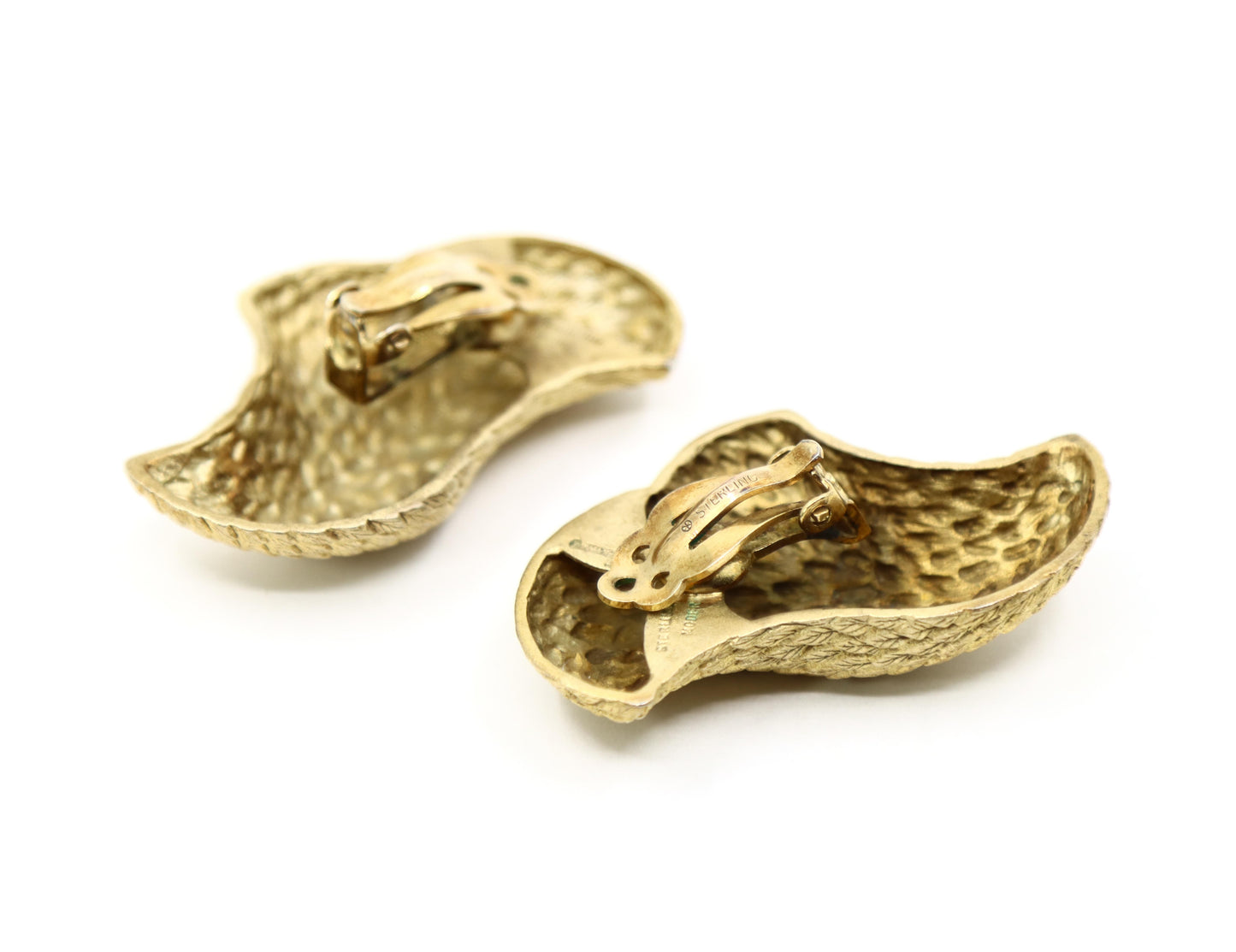Vintage Stephen Dureck Sterling Silver Gold Tone Textured Earrings