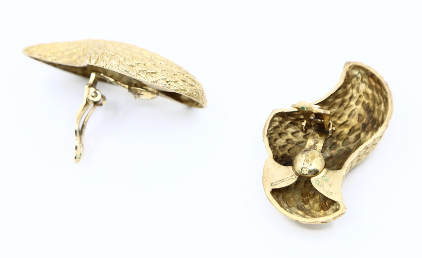 Vintage Stephen Dureck Sterling Silver Gold Tone Textured Earrings