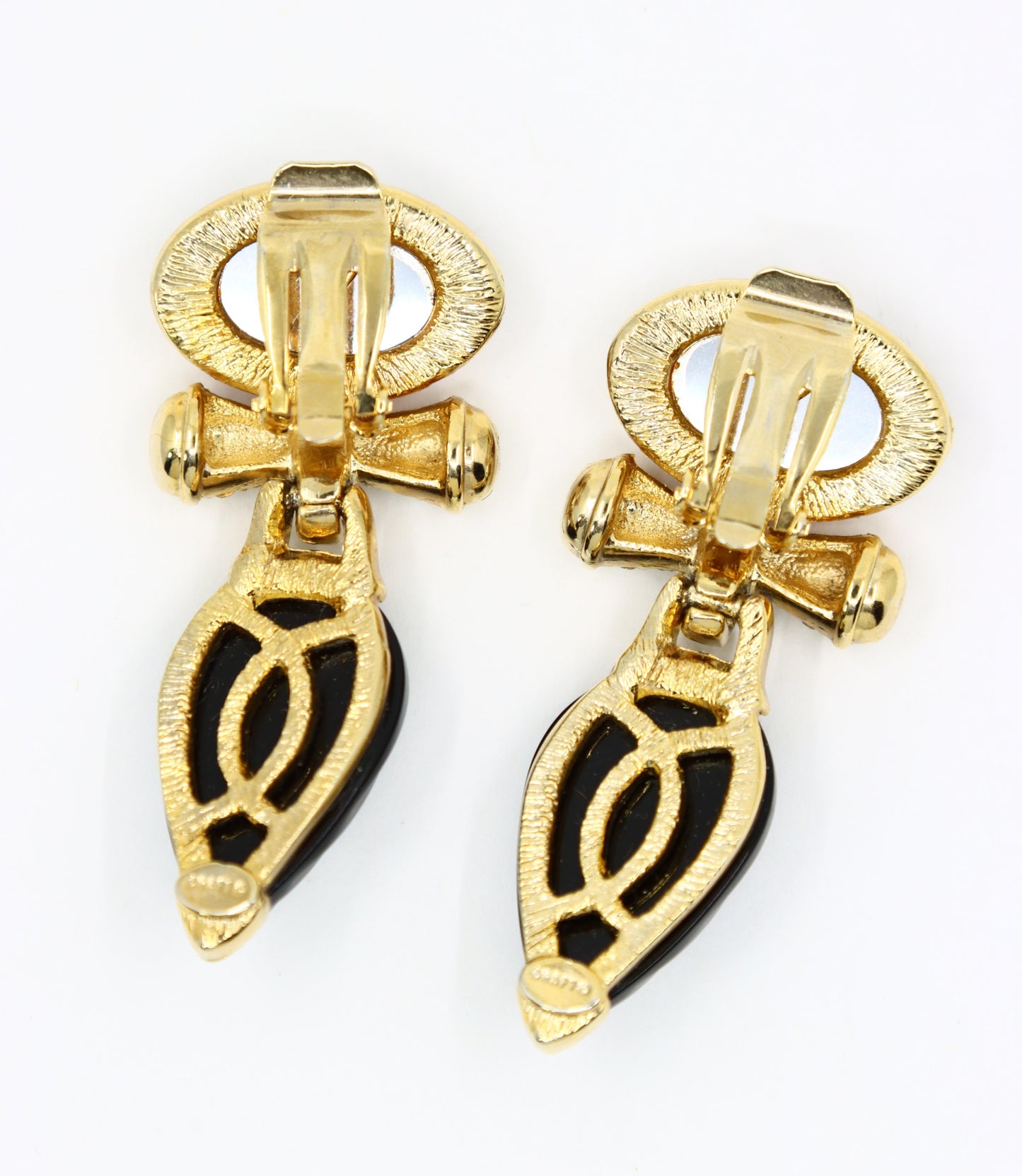 Vintage Craft Gold Tone Rhinestone Red & Blue Crystal Earrings