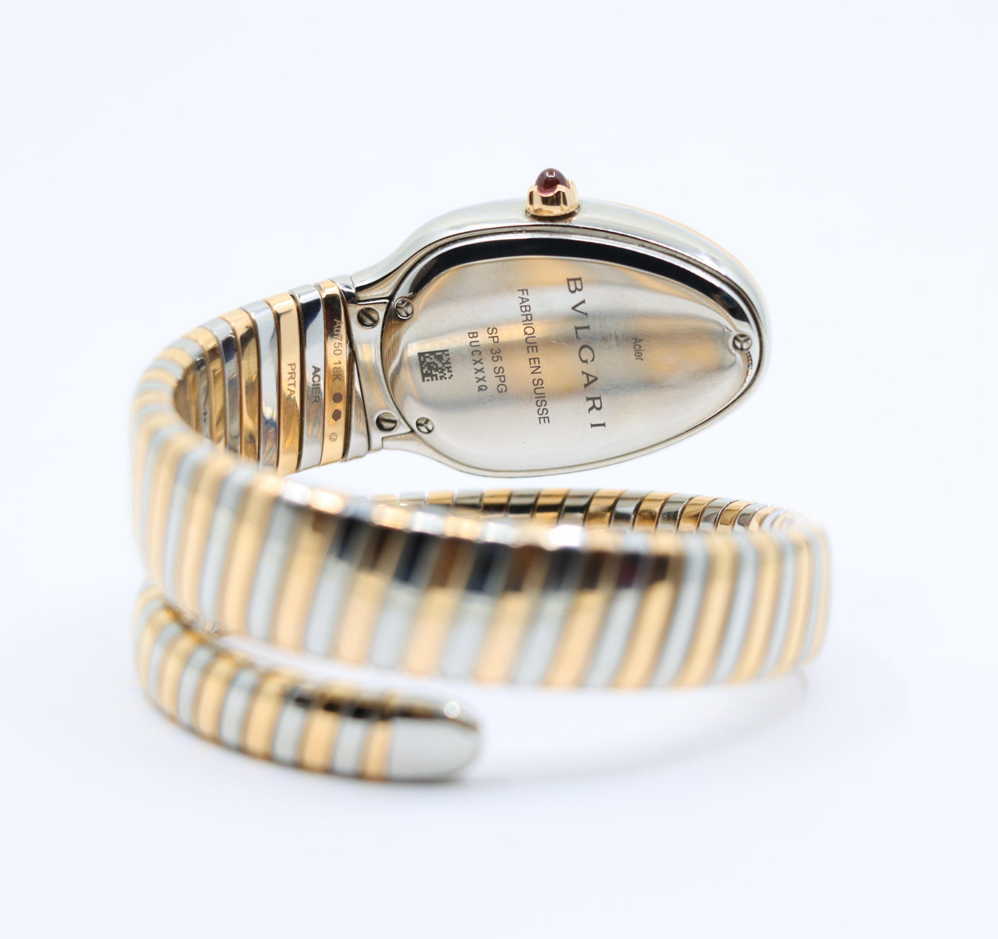 Bulgari Serpenti Tubogas 18K Rose Gold Stainless Diamond Single Twist Watch