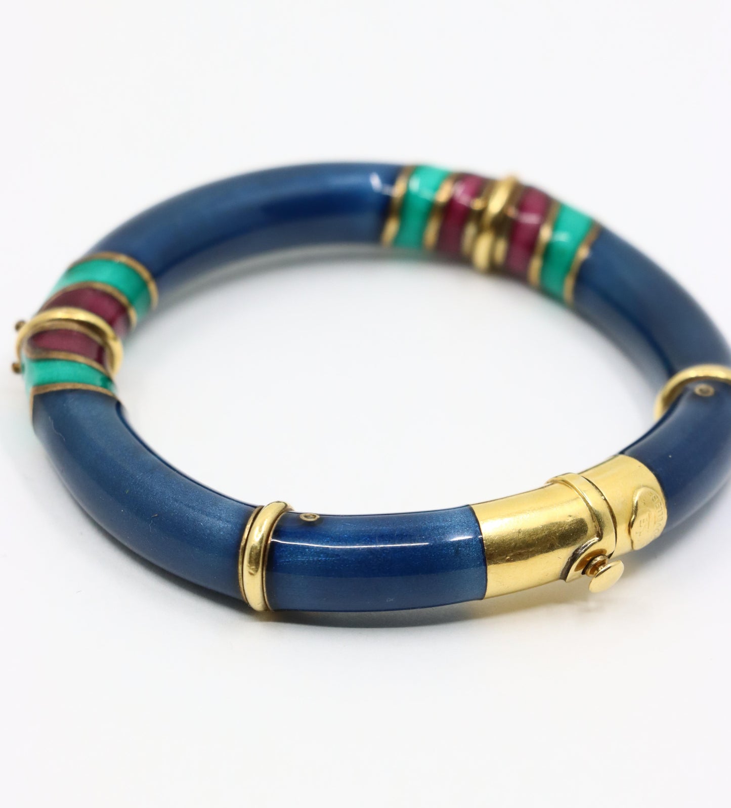 Vintage La Nouvelle Bague 18K Gold Enamel Bracelet