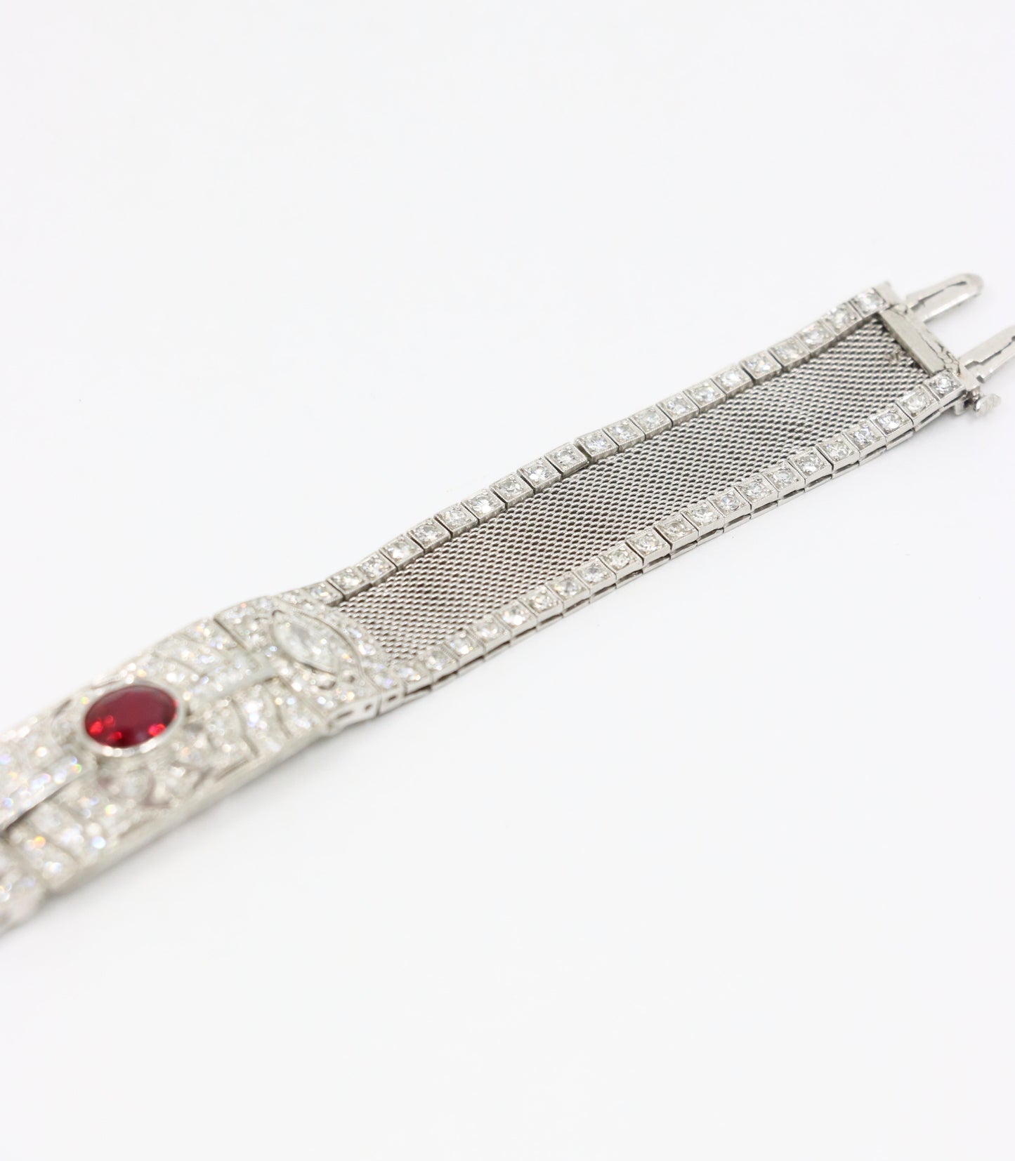 Art Deco Platinum Burma Spinel Diamond Bracelet - AGL Certified