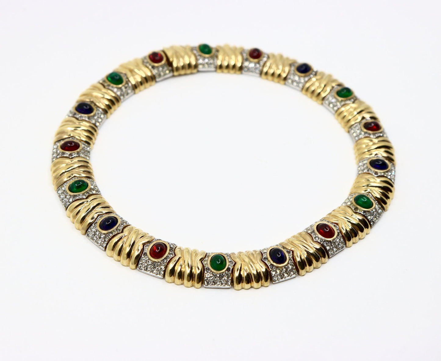 Vintage Ciner Dynasty Style Gold-tone Rhinestone Choker Necklace