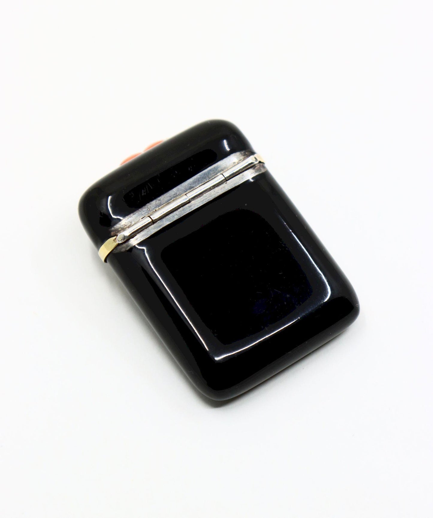 Vintage Hermes Gold & Silver Black Enamel Coral Pocket Clock