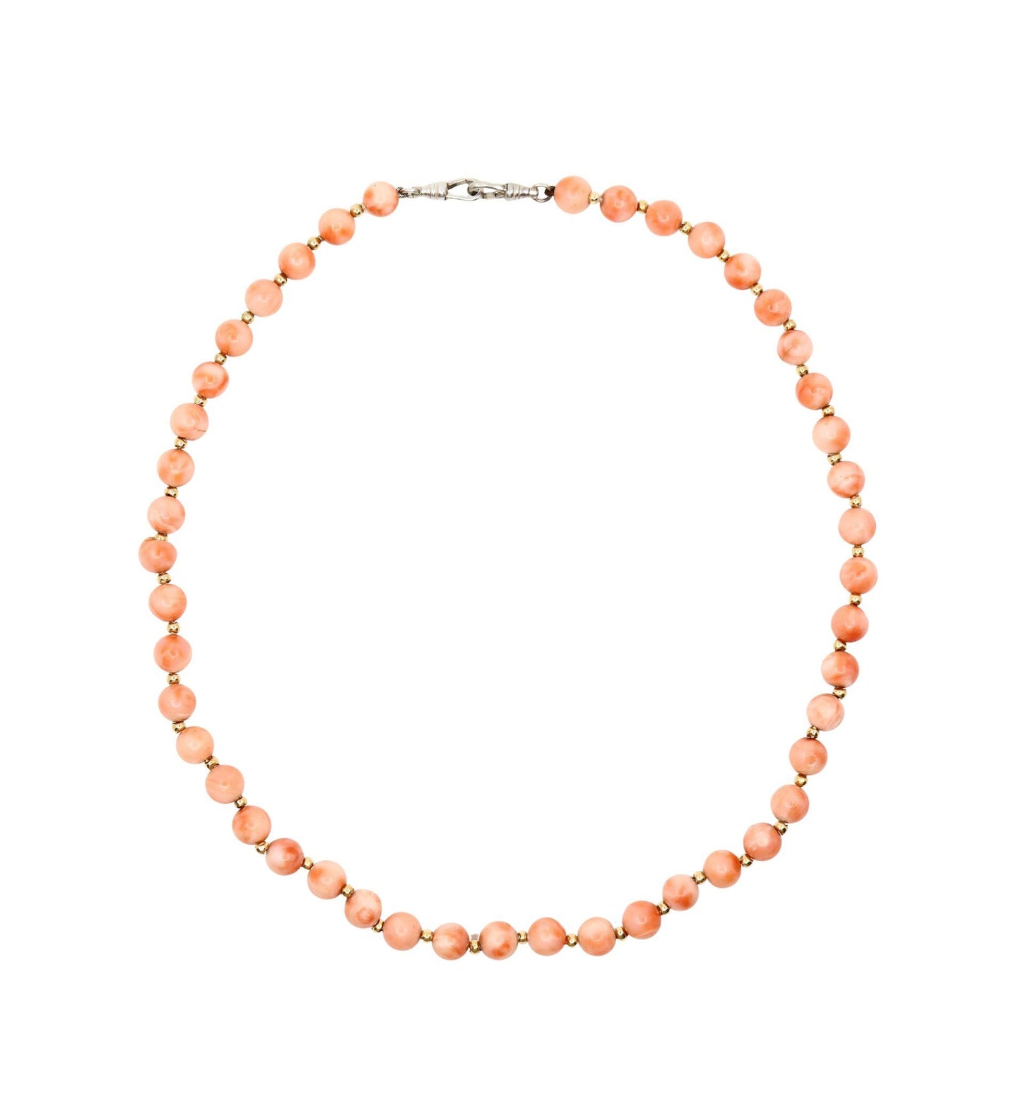 Vintage Silver & Gold Coral Beads Necklace