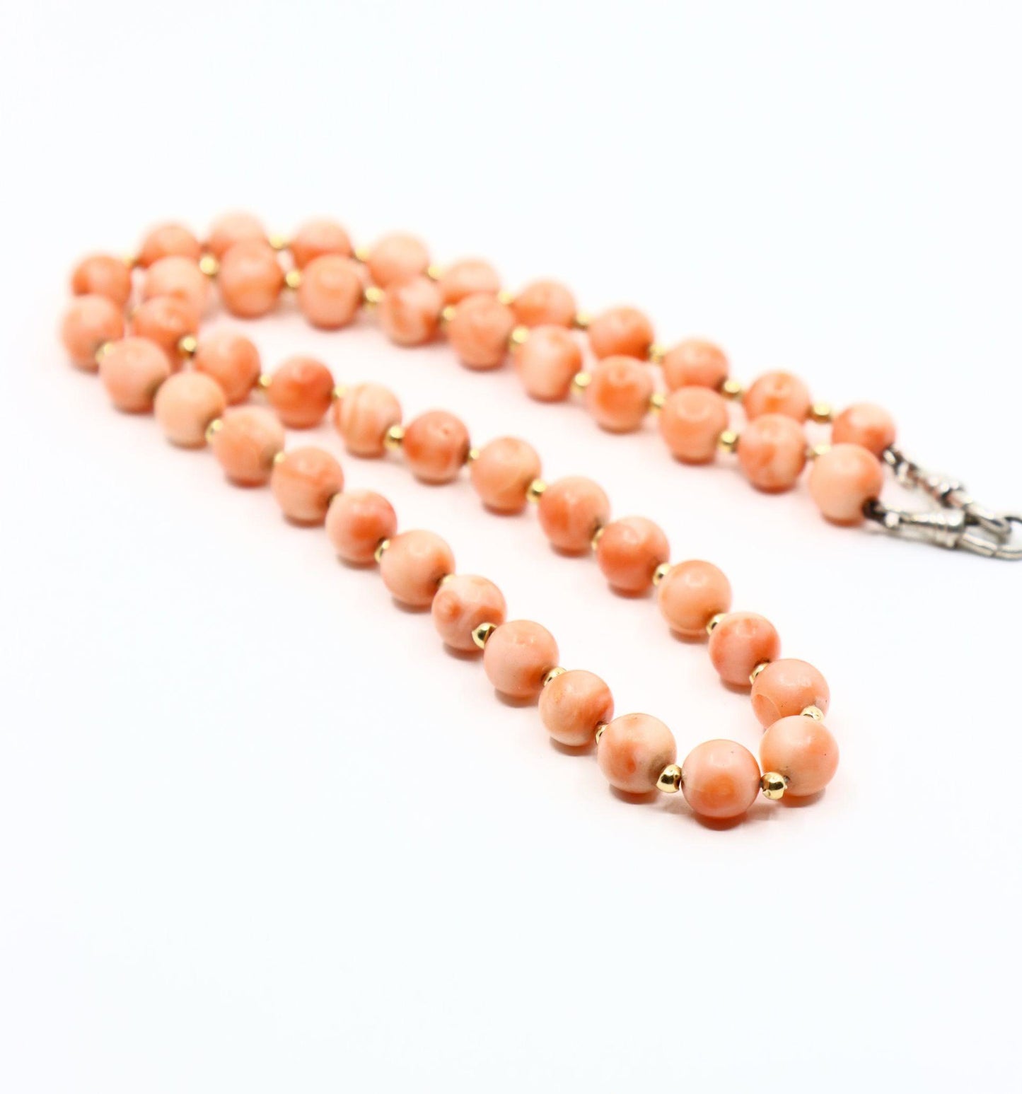 Vintage Silver & Gold Coral Beads Necklace