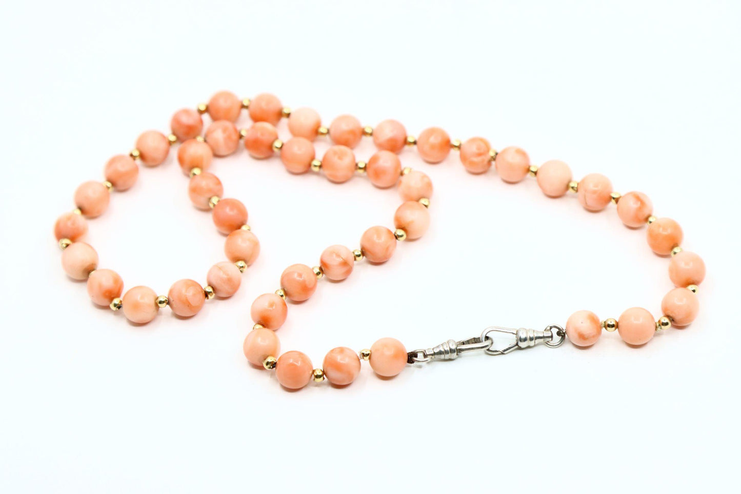 Vintage Silver & Gold Coral Beads Necklace
